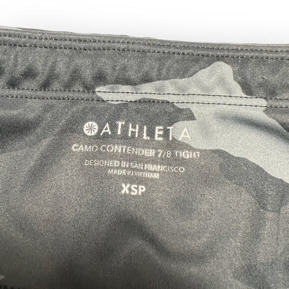 Athleta Camo Contender 7/8 Tight SIZE XSP Petite Black Gray Yoga Pants Workout - Picture 3 of 10